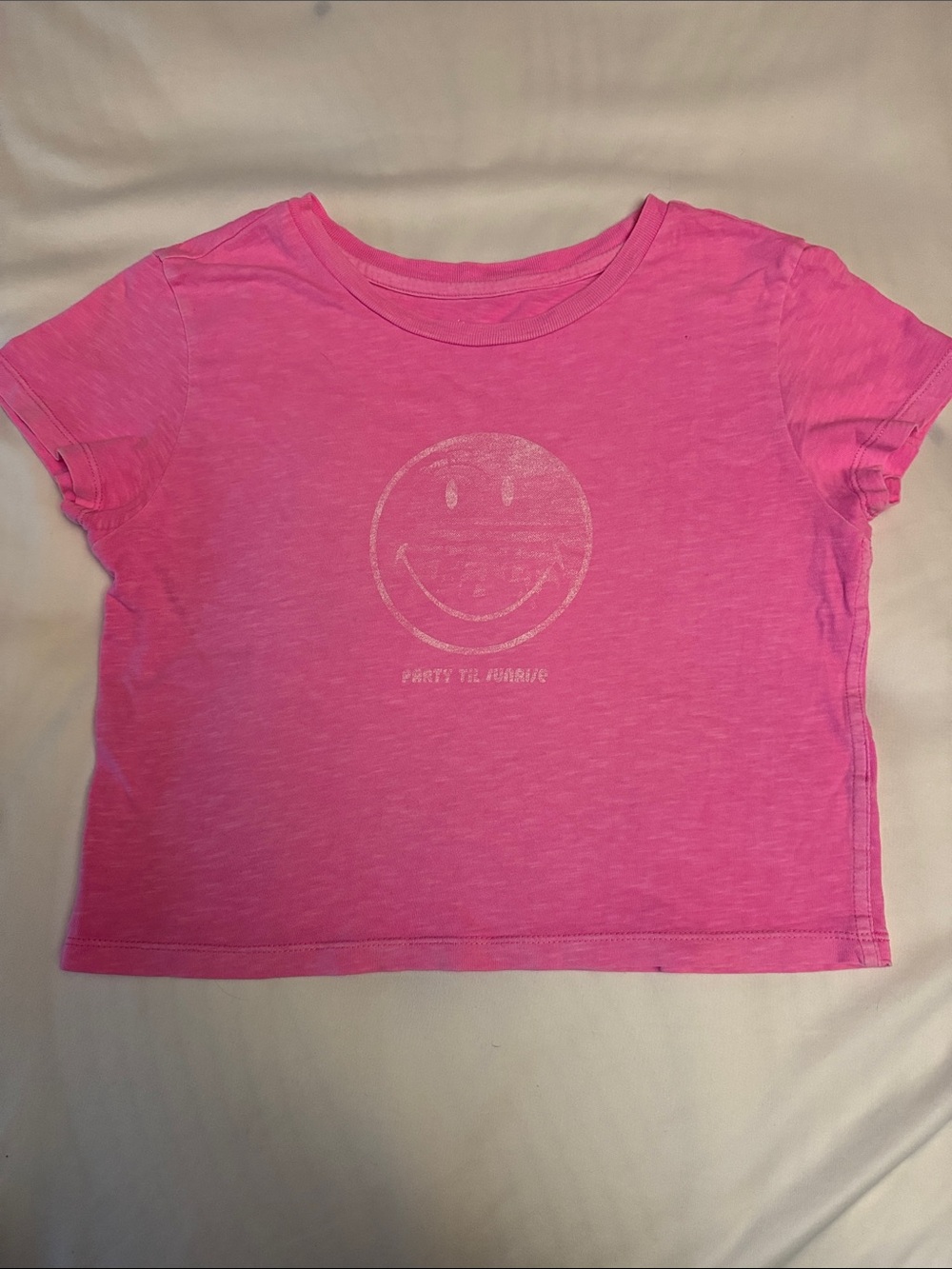 aerie Hot Pink Smiley Crop Top